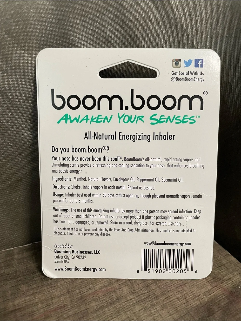 BoomBoom All-Natural Nasal Inhaler - Wintermint scent